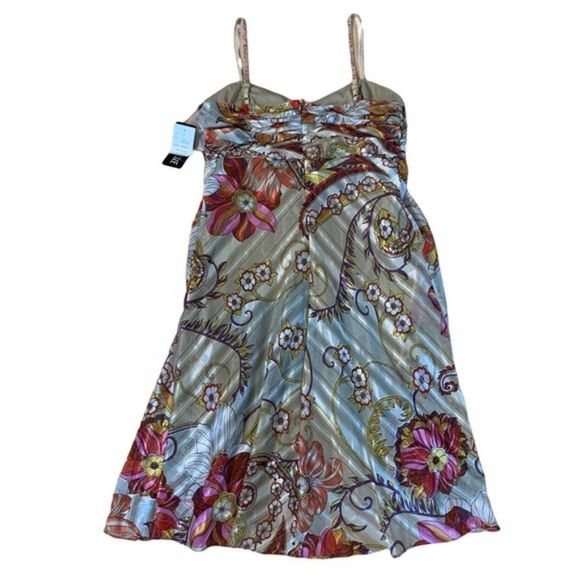 New Floral Sleeveless Eva Blue Dress Size 12 - Picture 3 of 11